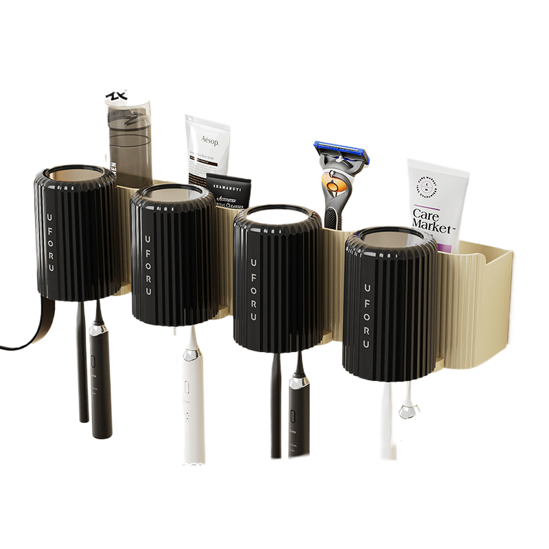 V888-ELOSUNG340-200123-00 Cream white tooth brush holder (4-pack) 20cm * 11.5cm * 11cm - Image 1