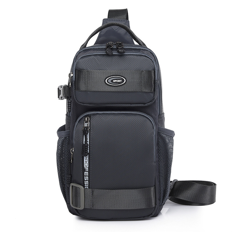 V888-ELOSUNG340659-202506051902-00 Grey Stylish Multi-Functional Men's Chest Bag - Lightweight Crossbody Sling Pack - Image 1