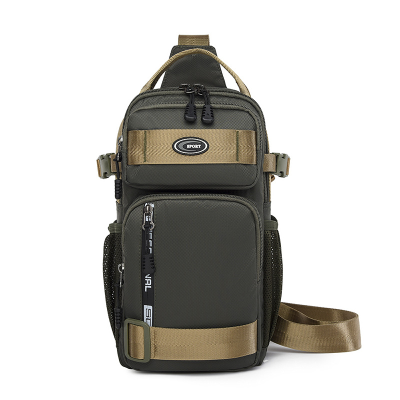V888-ELOSUNG340660-202506051902-00 Army Green Stylish Multi-Functional Men's Chest Bag - Lightweight Crossbody Sling Pack - Image 1