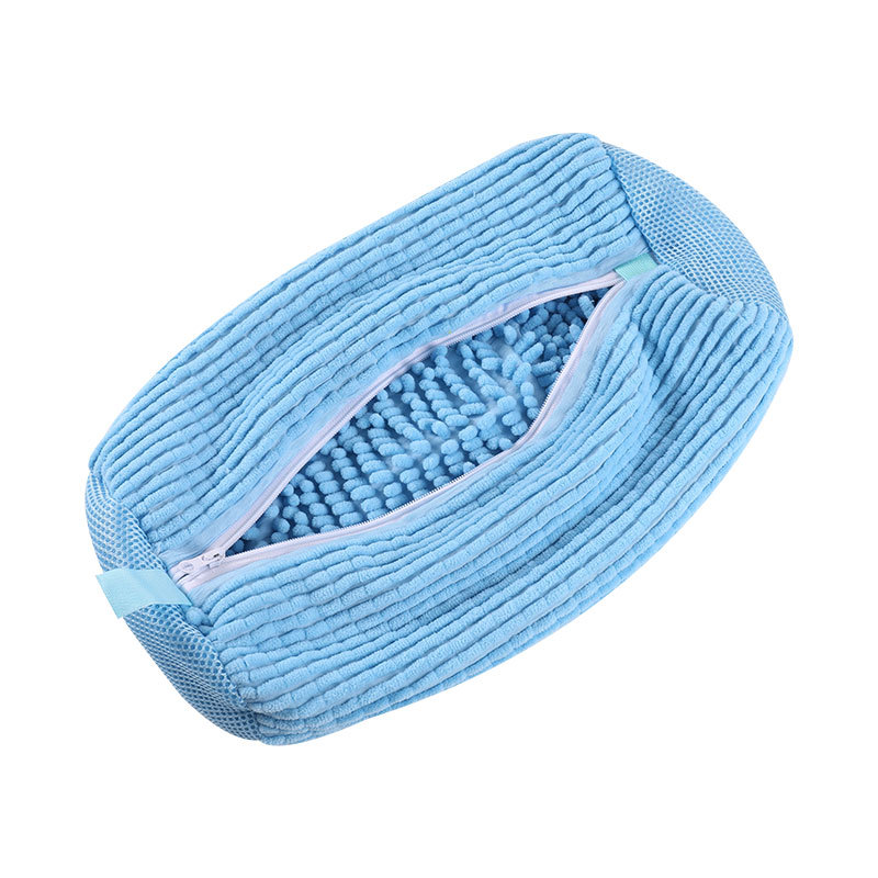 V888-ELOSUNG34070-202506061521-00 Blue 2piece Durable Sneaker Wash Bag for Washing Machine - Anti-Deformation Shoe Protector with Chenille Fabric - Image 1