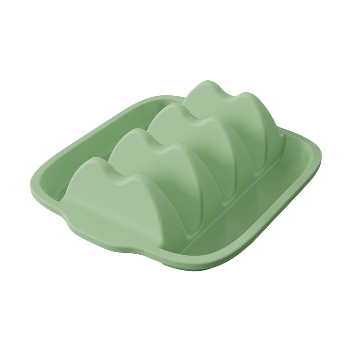 V888-ELOSUNG34073-202506061520-00 Green Silicone Taco Holder Tray - Creative Non-Slip Corn Taco Serving Rack with 4 Compartments - Image 1