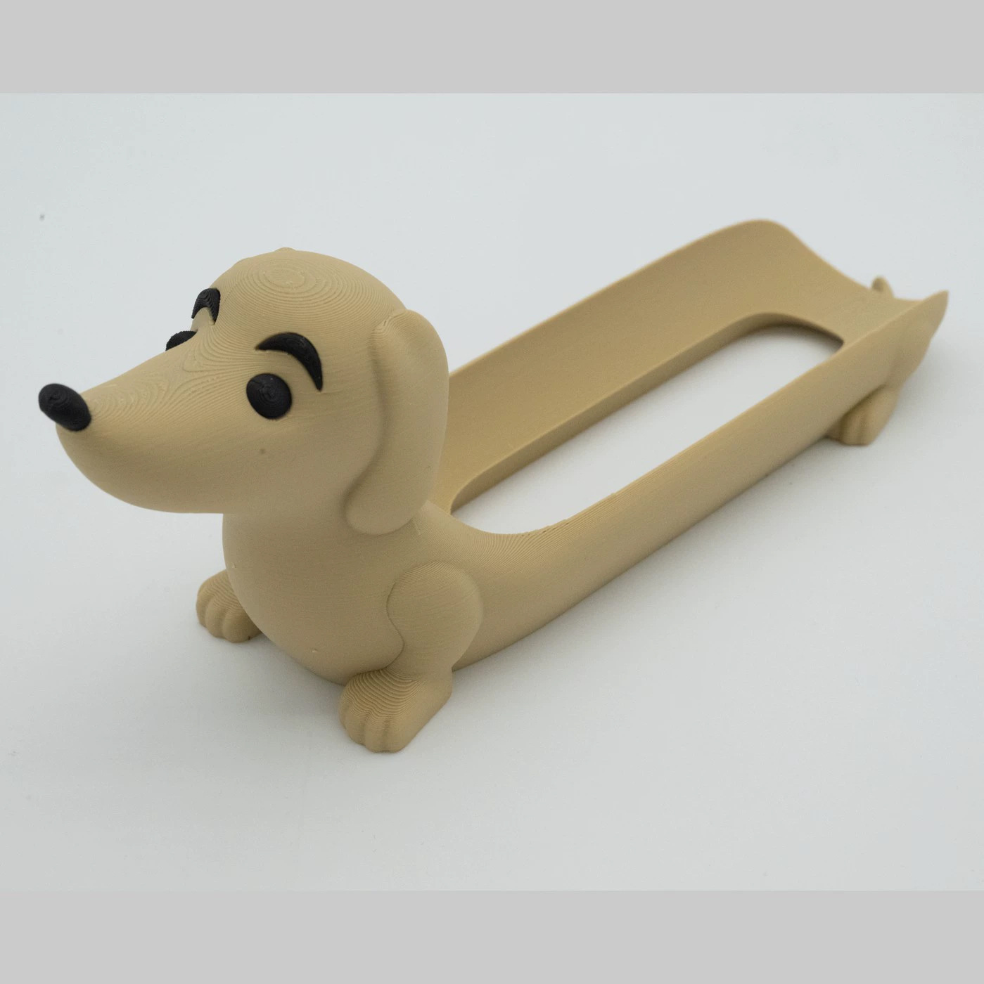 V888-ELOSUNG34081-202506061827-00 Light Brown Creative Dachshund Hot Dog Tray - Cute Dog-Shaped Sandwich Holder with 3D Decor - Image 1