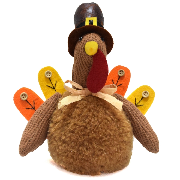 V888-ELOSUNG34139-202506190725-00 Brown Charming Thanksgiving Turkey Plush - Rustic Autumn Harvest Tabletop Decor Figurine - Image 1