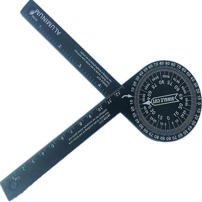 V888-ELOSUNG34183-202506191106-00 Black Precision 360-Degree Miter Saw Protractor - Aluminum Alloy Angle Finder for Woodworking & Carpentry - Image 1