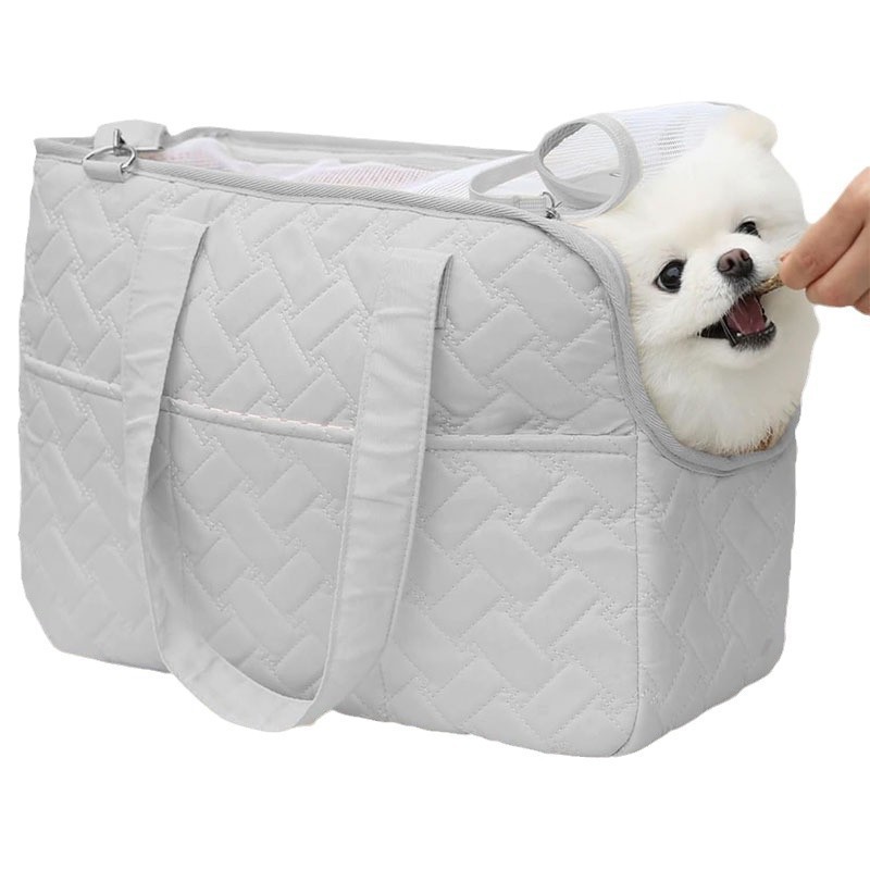 V888-ELOSUNG34277-202506250940-00 Grey Fashionable Pet Carrier Bag - Stylish Handbag for Cats and Small Dogs - Image 1