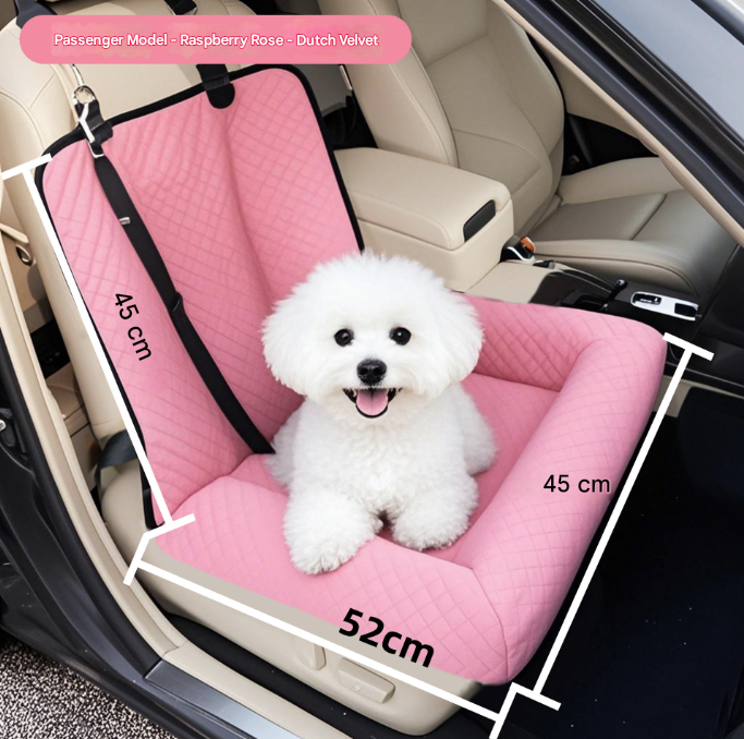 V888-ELOSUNG34333-202506301110-00 Pink Plush Dog Car Booster Seat - 2-in-1 Travel Bed for Small Dogs with Washable Cover - Image 1