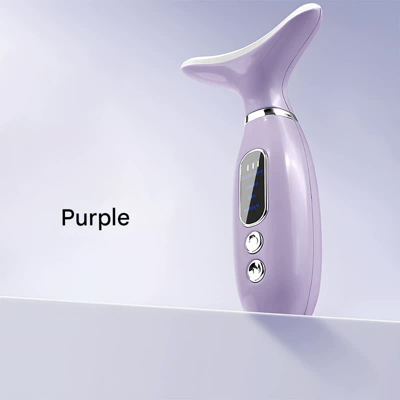 V888-ELOSUNG35011-202506191027-00 Multi-Functional Neck & Face Beauty Massager - Constant Heat, Ion Infusion & Sonic Vibration(purple) - Image 1