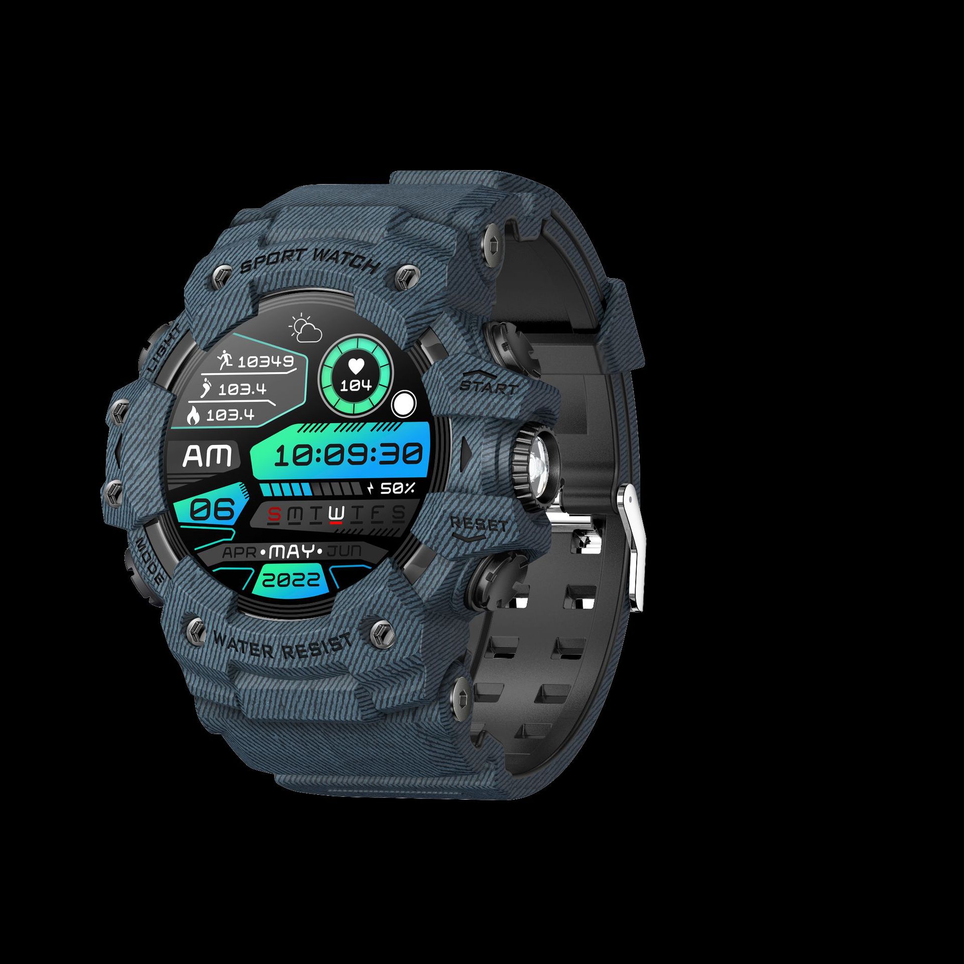 V888-ELOSUNG35069-202506191131-00 Rugged Outdoor Sport Smartwatch - HD Display, Compass, Flashlight, 100+ Sports Modes, Health Monitoring & Bluetooth Calls(Denim blue) - Image 1