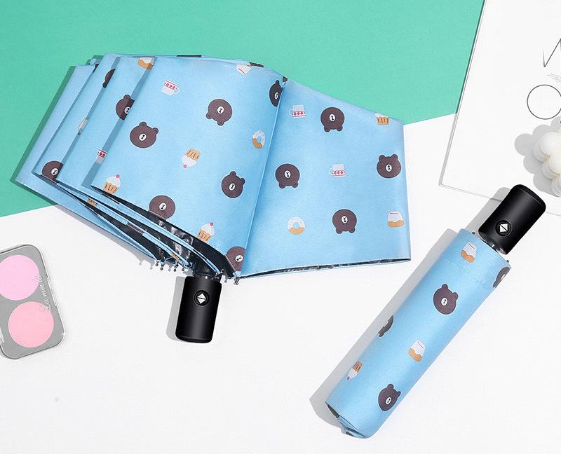 V888-ELOSUNG35278-202506241146-00 Auto Open/Close 8-Rib Sun & Rain Umbrella - 98cm UV Protection Canopy(sky blue) - Image 1