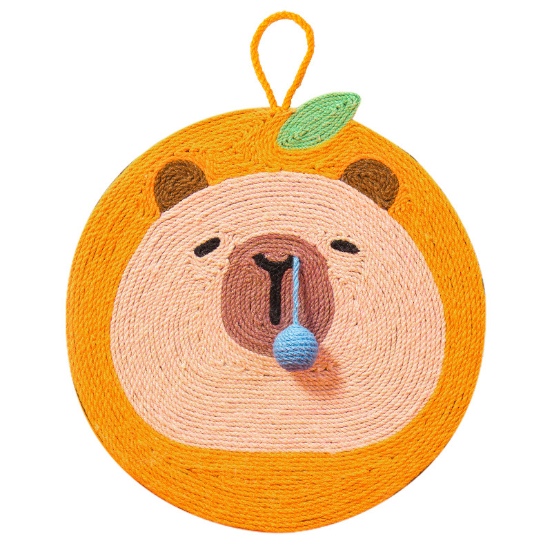 V888-ELOSUNG35389-202506301015-00 Fruit-Themed Capybara Cat Scratching Pad - Sisal Rope, EVA Non-Slip Backing, Hanging or Floor Use(yellow) - Image 1