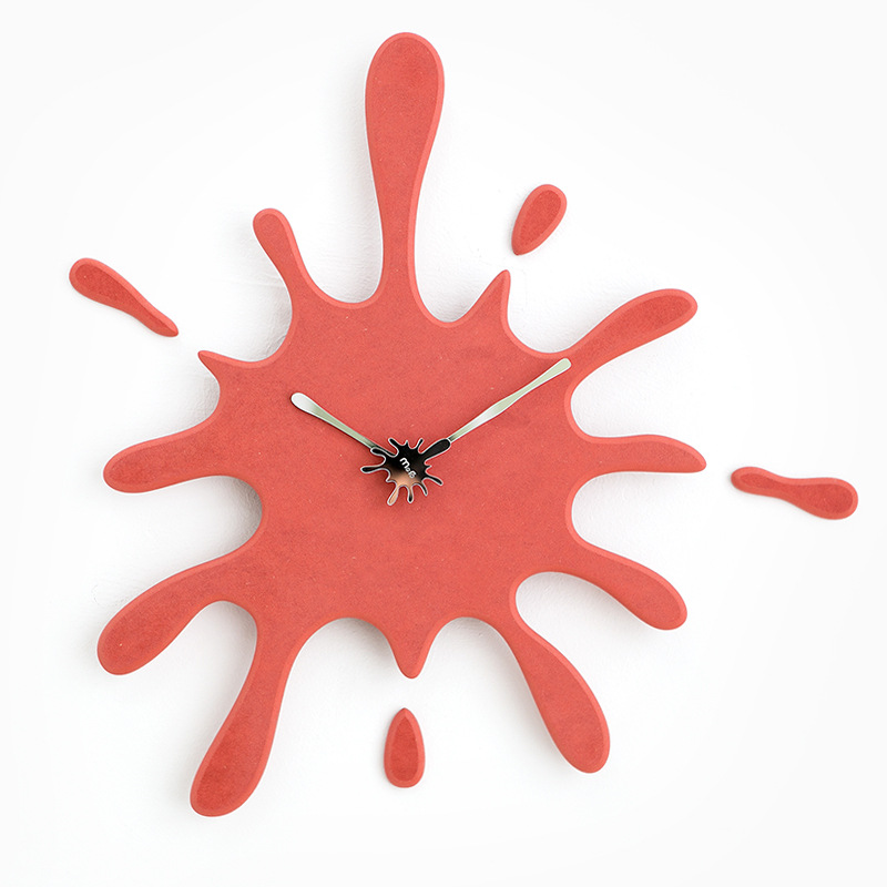 V888-ELOSUNG35427-202506301030-00 Creative Splatter Design Wall Clock - Silent Movement, Modern Decorative Timepiece(red) - Image 1