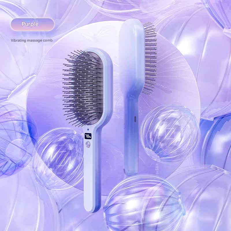 V888-ELOSUNG35461-202506301121-00 Electric Ionic Vibrating Massage Hairbrush - 3-Mode Sonic Scalp Massager & Detangler with LCD Display(Purple) - Image 1