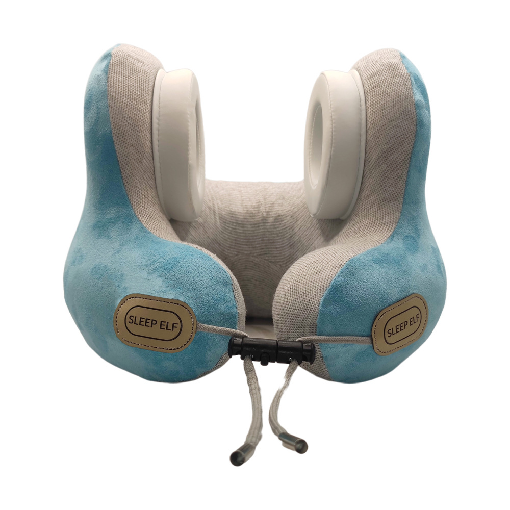 V888-ELOSUNG35485-202507021010-00 Smart Neck Pillow with Dual Noise Reduction, HIFI Bluetooth Music & Graphene Heating - Sleep Elf" Travel Pillow(Lake blue)" - Image 1