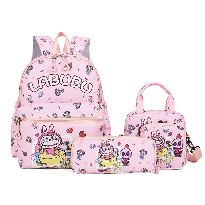 V888-ELOSUNG35530-202507021035-00 Kids Cartoon Character 3-Piece Backpack Set - Lightweight School Bag with Lunch Bag & Pencil Case(Pink) - Image 1