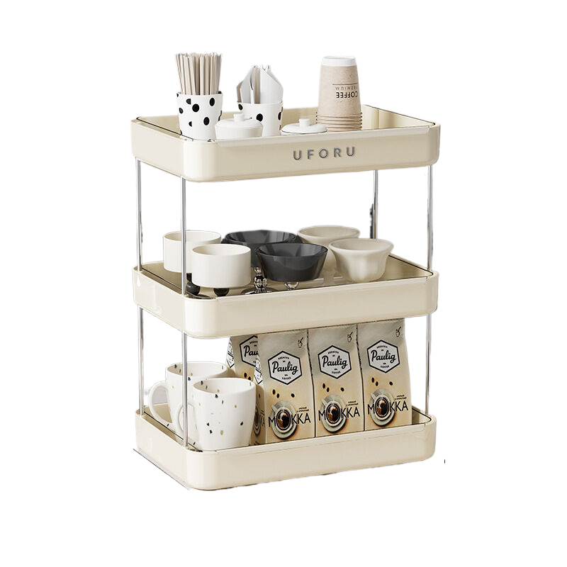 V888-ELOSUNG543-202043-00 Home storage rack with drain tray three-layer, cream white - Image 1