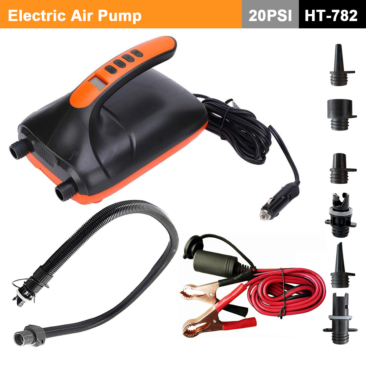 V891-ZY-PUMPHT782-X1-208912-00 Electric 20PSI HT-782 High Pressure SUP Electric Air Pump 12V DC Paddle Board - Image 1