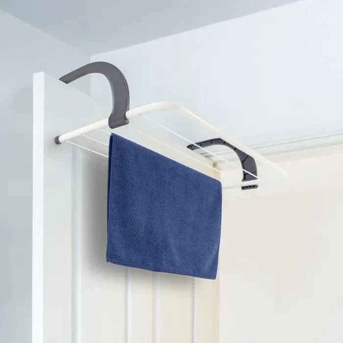 V915-HO0270-203621-00 Over Door Clothes Airer - 5 Rail Over Door Folding Multi Clothes Airer Laundry Drying Hanger Coat Portable Dryer - Image 1