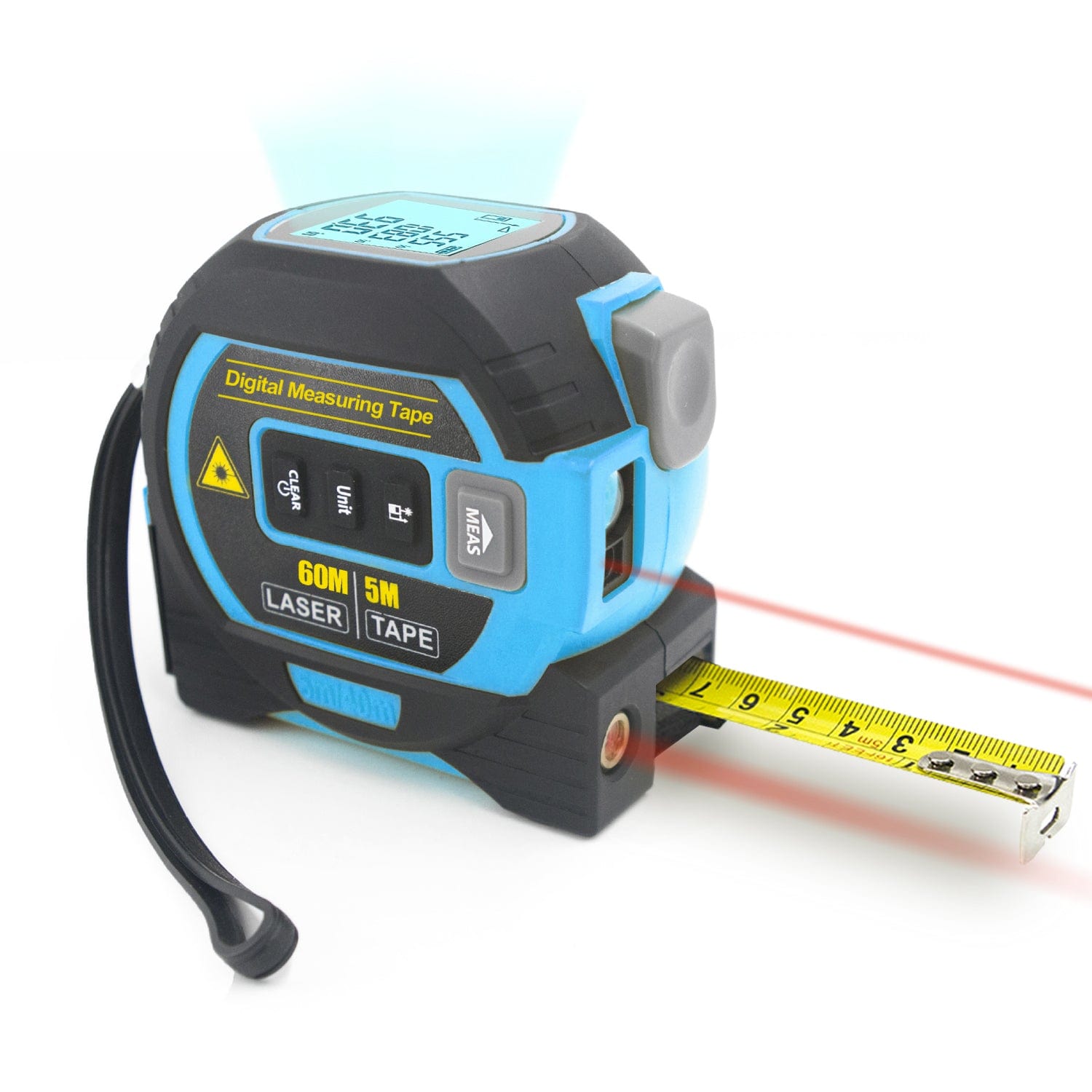 V915-HO0305-BL-205354-00 60m Laser Measure, Cross-line Laser Level, 5m Tape Measure Blue - Image 1