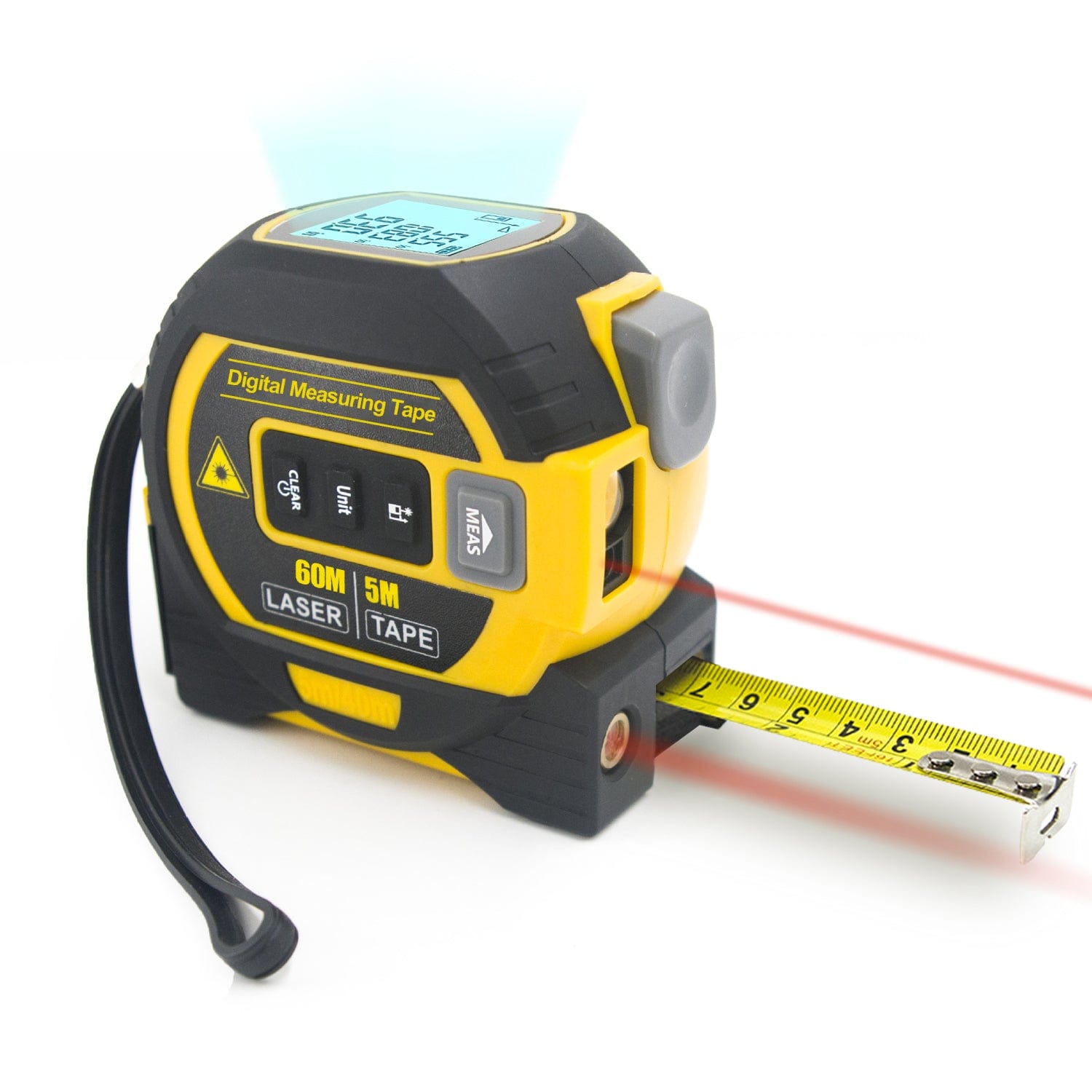 V915-HO0305-YE-205392-00 60m Laser Measure, Cross-line Laser Level, 5m Tape Measure Yellow - Image 1