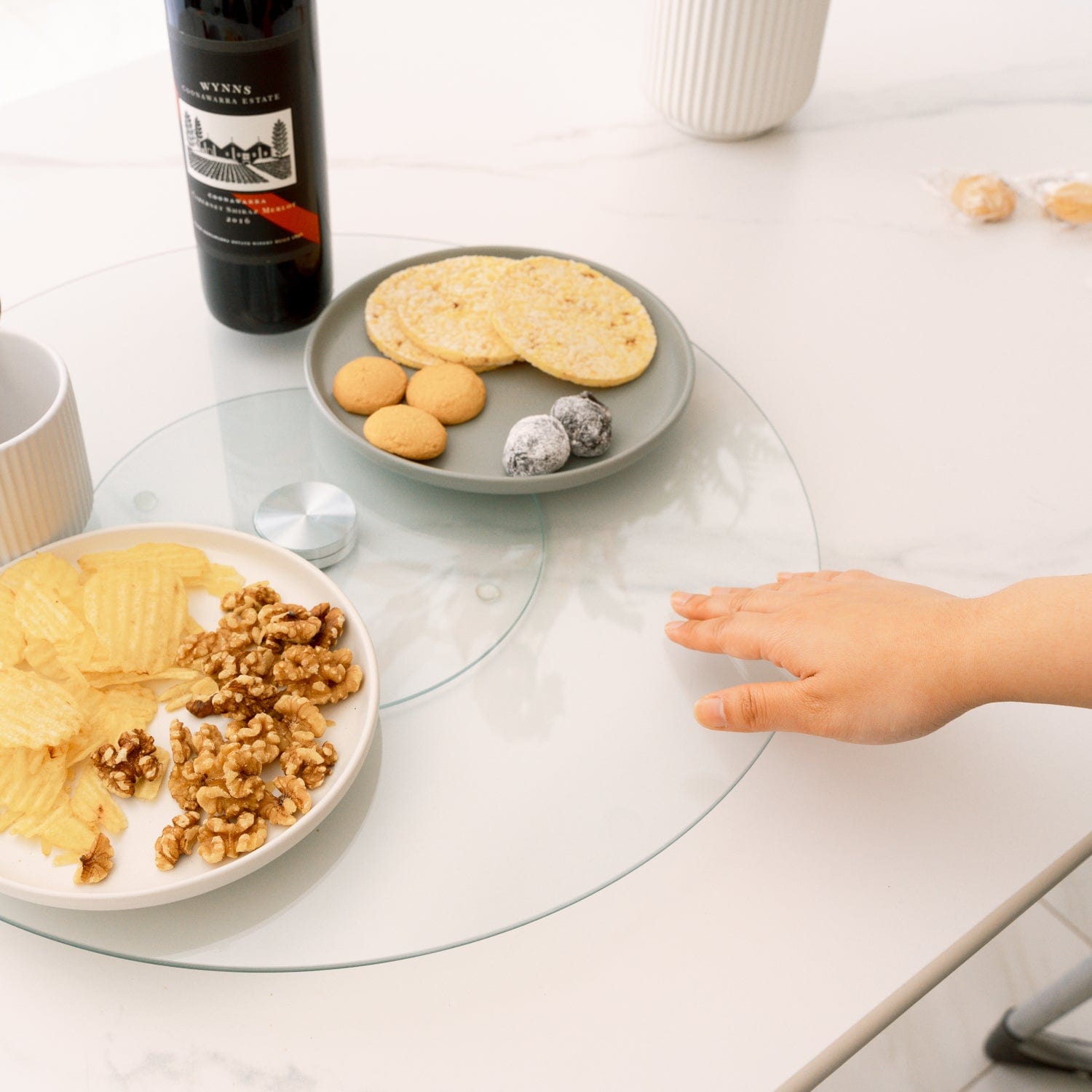 V915-KG0008-203624-00 Tempered Glass Lazy Susan 50cm - Image 1