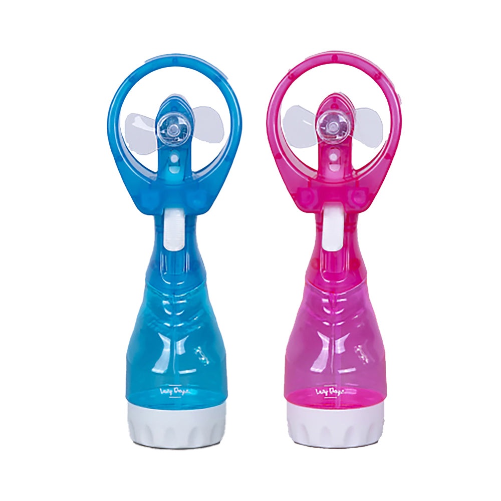 V915-LD0078-PINK-203537-00 Handhold Battery Powered Personal Water Spray Fan-Blue/Pink - Pink - Image 1