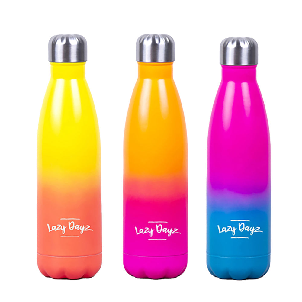 V915-LD0080-OP-203948-00 Lazy Dayz Daily Drink Bottle 500ml - Orange Pink Ombre - Image 1