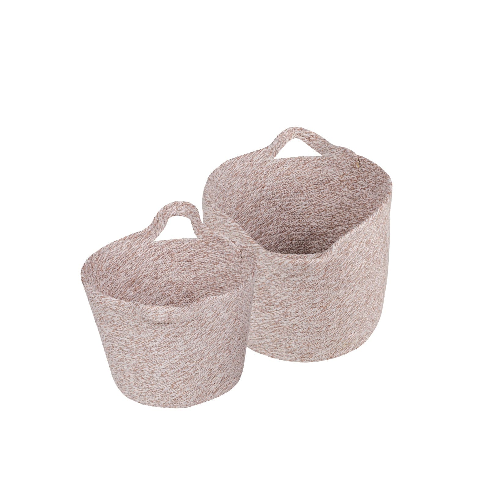 V915-MB0051-204067-00 2 Piece Cotton Rope String Carry Handles Storage Baskets Set - Image 1