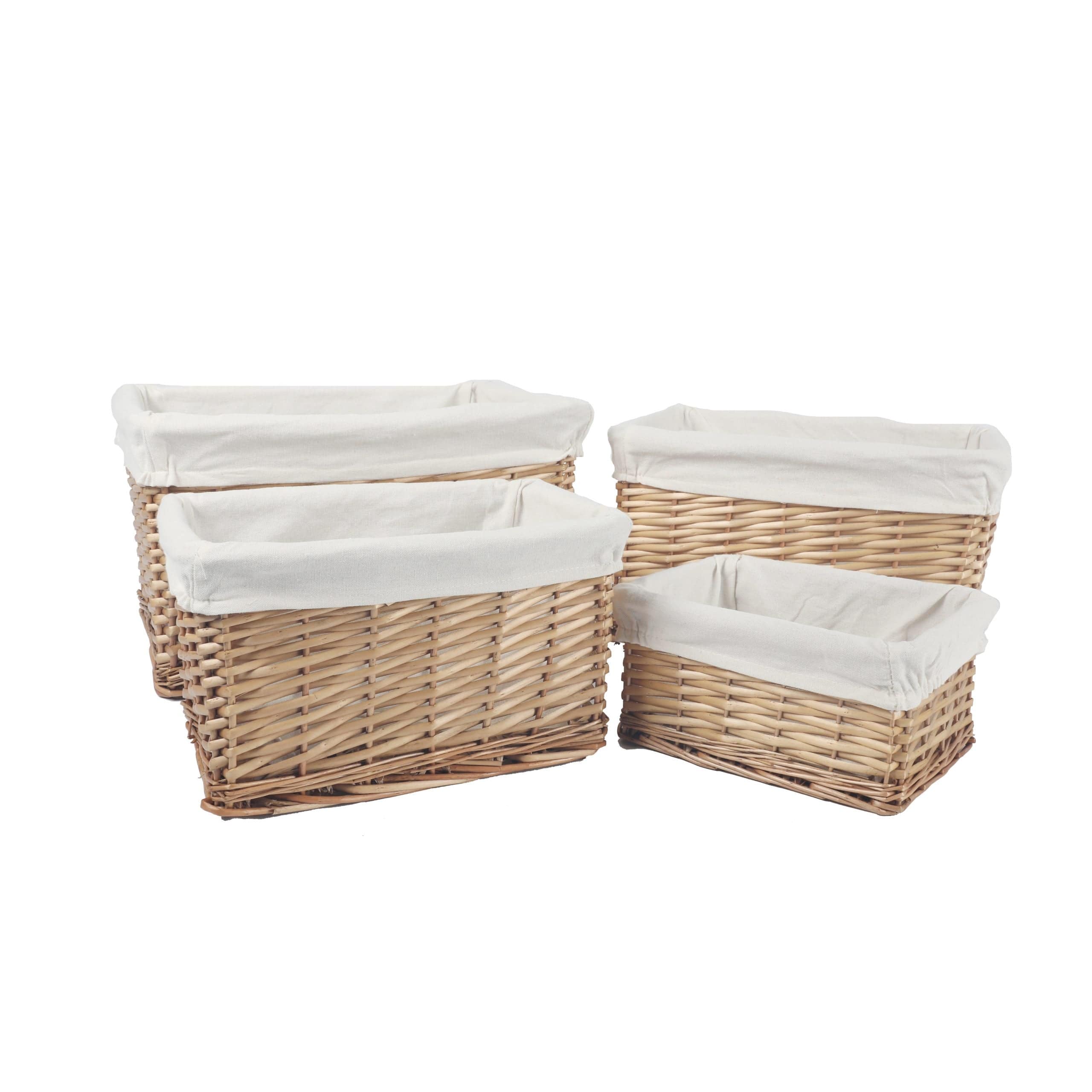 V915-MB0055-204079-00 4 Piece Wicker Storage Baskets With Liner Set - Image 1