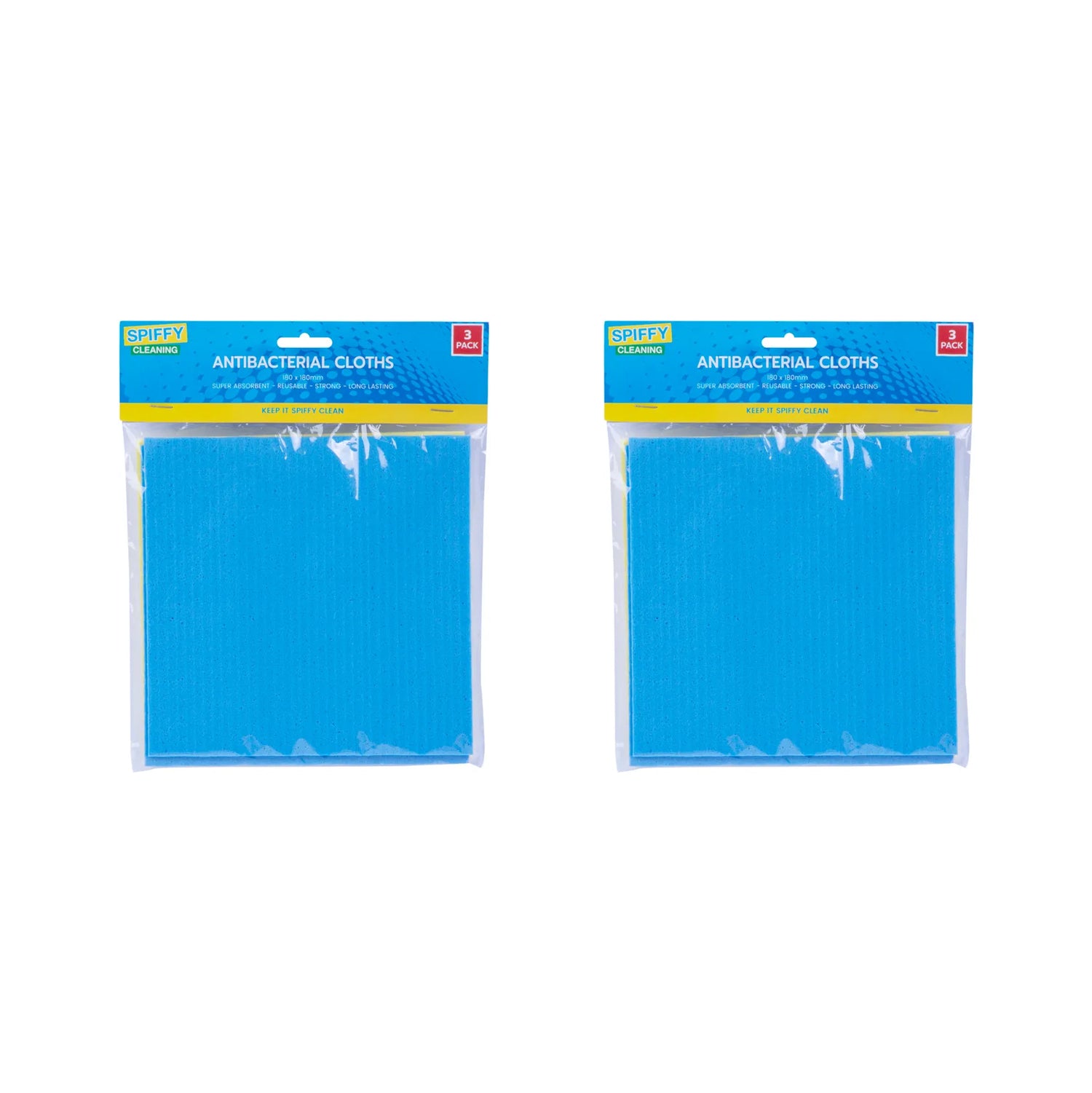 V915-SP0014X2-203415-00 6PK Spiffy 15cm Antibacterial Cellulose Cloths - Image 1