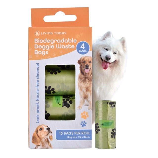 V915-ZP0111-203650-00 LIVINGTODAY 60 Biodegradable Unscented Pet Dog Poop Waste Bags - Image 1