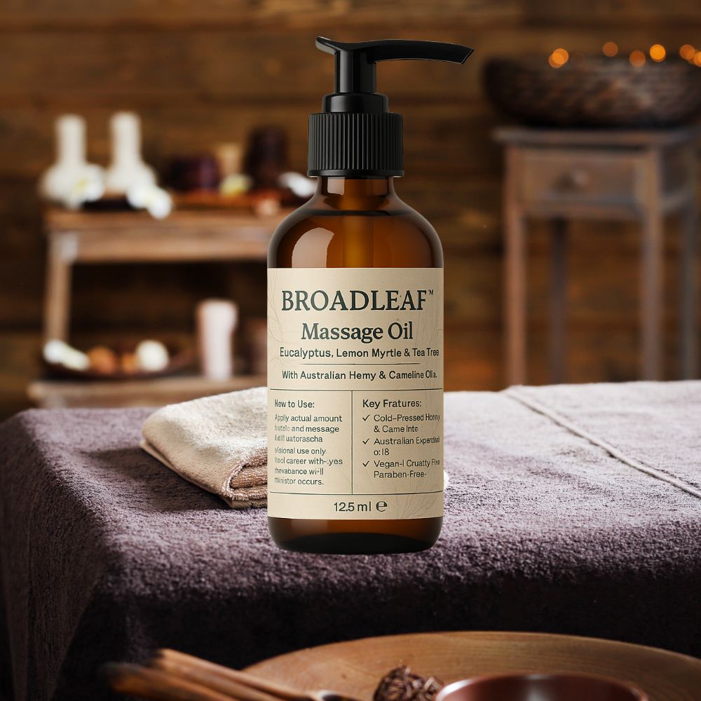 V925-BLH-MASSAGEOIL-125ML-202506061130-00 Premium Broadleaf Hemp & Camelina Massage Oil with Australian Essentials - Image 1