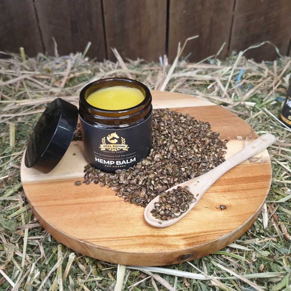 V925-VEQ-LEMONBALM-120ML-202506061130-00 Vital Equine | Hemp & Lemon Myrtle balm 120g - Image 1