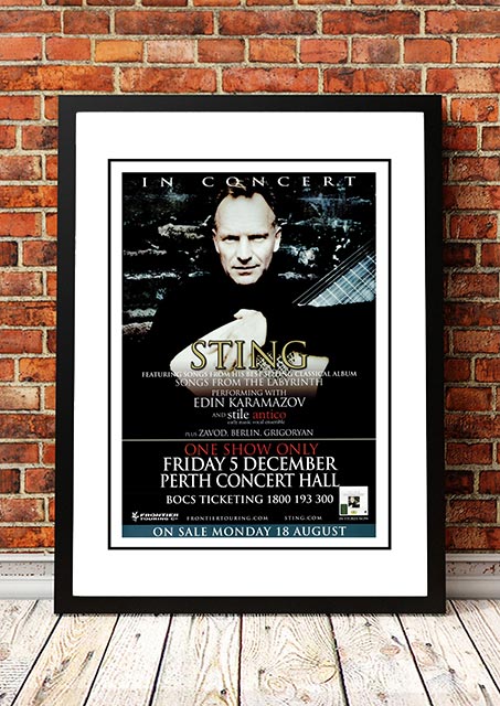 V967-SS0467-A2-202504150932-00 Sting ‘Songs from the Labyrinth’ Perth, Australia Concert Poster 2008 - Framed A2 - Image 1