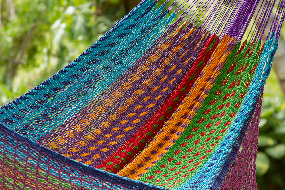 V97-TDKCOLORINA-14113-00 Outdoor undercover cotton Mayan Legacy hammock with hand crocheted tassels King Size Colorina - Image 1