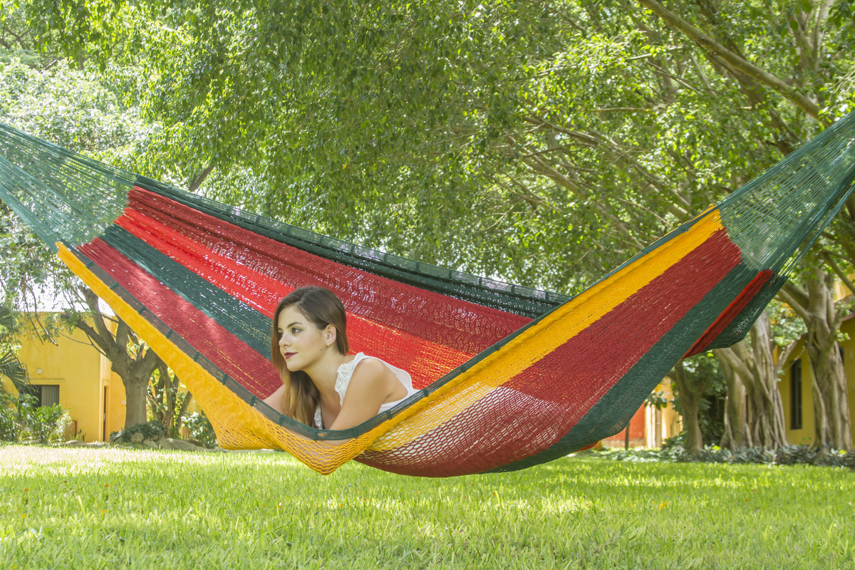 V97-TQIMPERIAL-14496-00 Mayan Legacy Queen Size Outdoor Cotton Mexican Hammock in Imperial Colour - Image 1