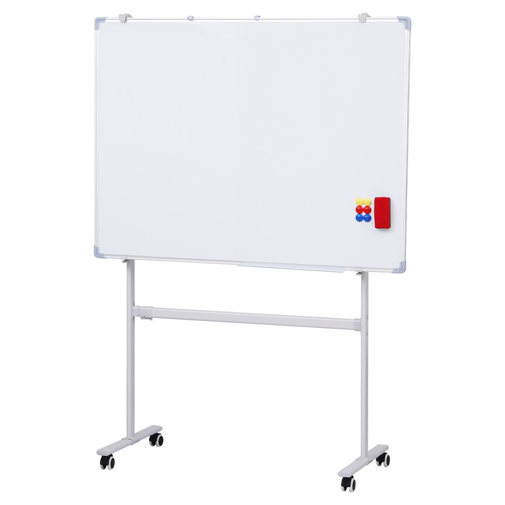 WB-90X120-FRAME-AB-173497-00 90x120cm Standing Whiteboard with Wheels Magnetic Double-Sided Erase Board - Image 1