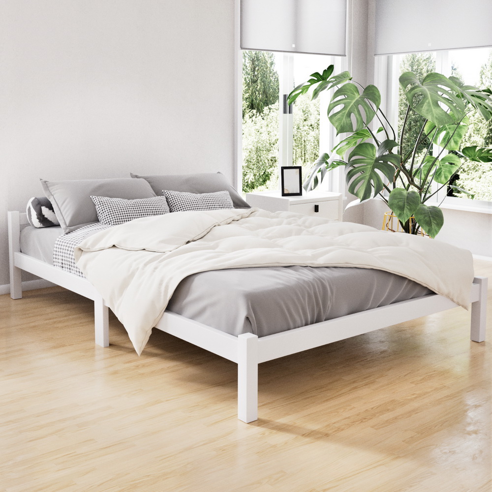 WBED-C-001D-137-WH-17967-07 Artiss Bed Frame Double Size Wooden White LEXI - Image 1