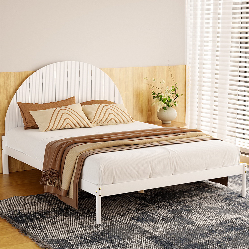 WBED-DALY-Q-WH-AB-189534-06 Artiss Bed Frame Queen Size Wooden White DALY - Image 1