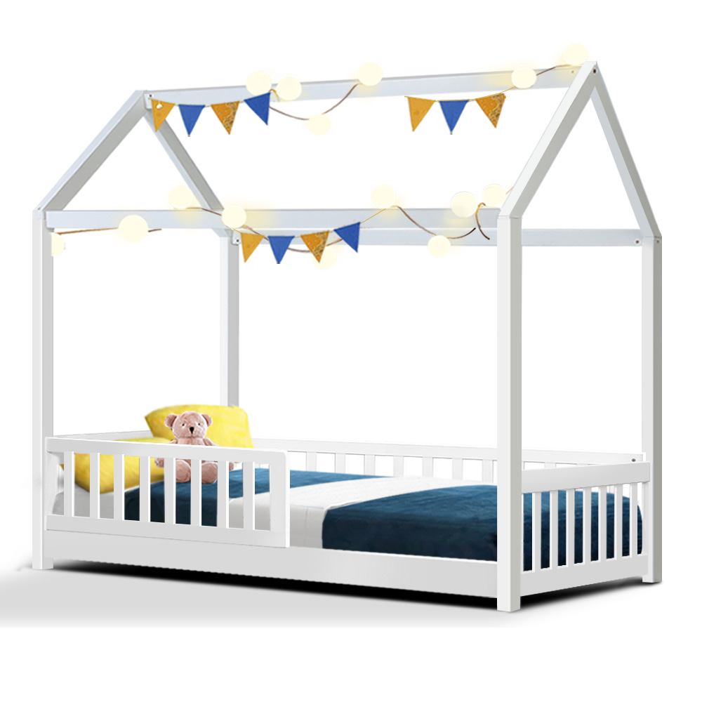 WBED-F-HOUSE-ROCK-S-AB-202509081218-00 Artiss Bed Frame Wooden Kids House Frame White ROCK - Image 1