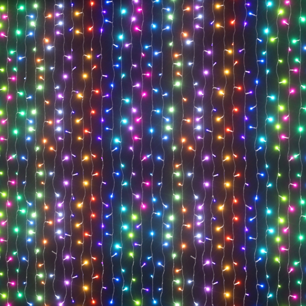 XMAS-CUR600-6M-WARM-MC-194994-00 3X6M Christmas Lights Curtain Light 960 LED RGB Remote Jingle Jollys - Image 1