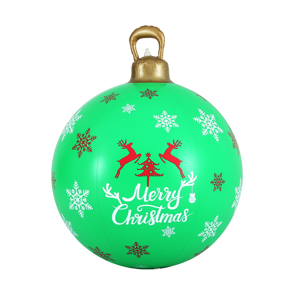 XMAS-INF-BAUBLE-GREEN-88780-00 Jingle Jollys Christmas Inflatable Ball Bauble 60cm Outdoor Decoration Green - Image 1