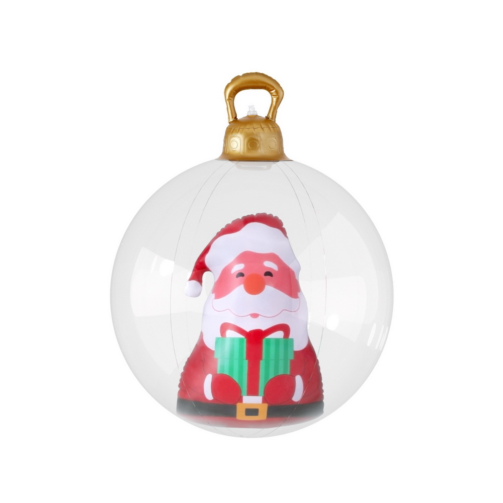 XMAS-INF-BAUBLE-SANTA-CLEAR-190824-00 Jingle Jollys Christmas Inflatable Ball 60cm Santa Decoration Giant Bauble Clear - Image 1