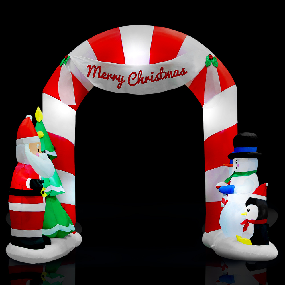 XMAS-INF-DOOR-SET-10FT-18346-00 Jingle Jollys Christmas Inflatable Archwary Santa 3M Illuminated Decorations - Image 1