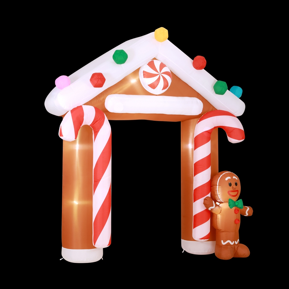 XMAS-INF-GINGER-ARCH-10FT-190827-00 Jingle Jollys Christmas Inflatable Archwary Ginger 2.8M Illuminated Decorations - Image 1