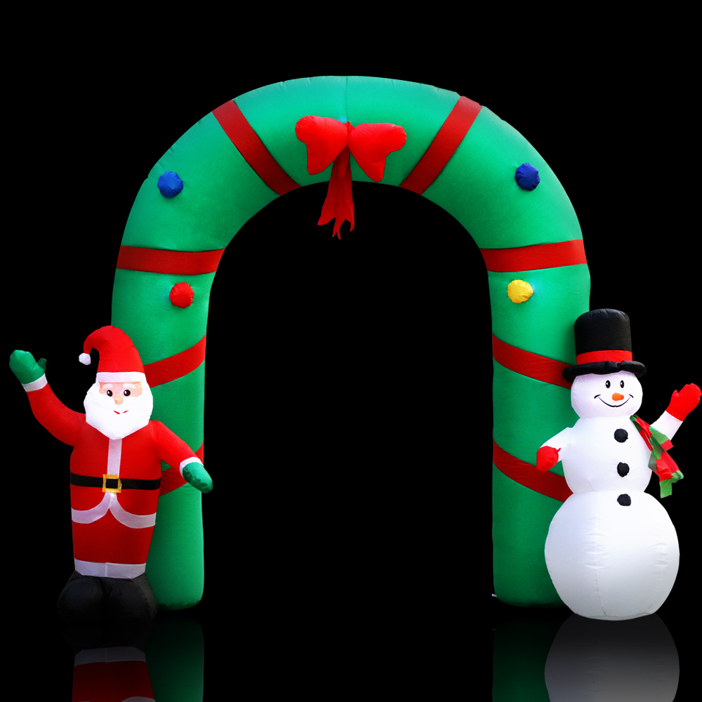 XMAS-INF-SAN-SNO-10FT-14175-00 Jingle Jollys Christmas Inflatable Archwary 2.8M Illuminated Decorations - Image 1