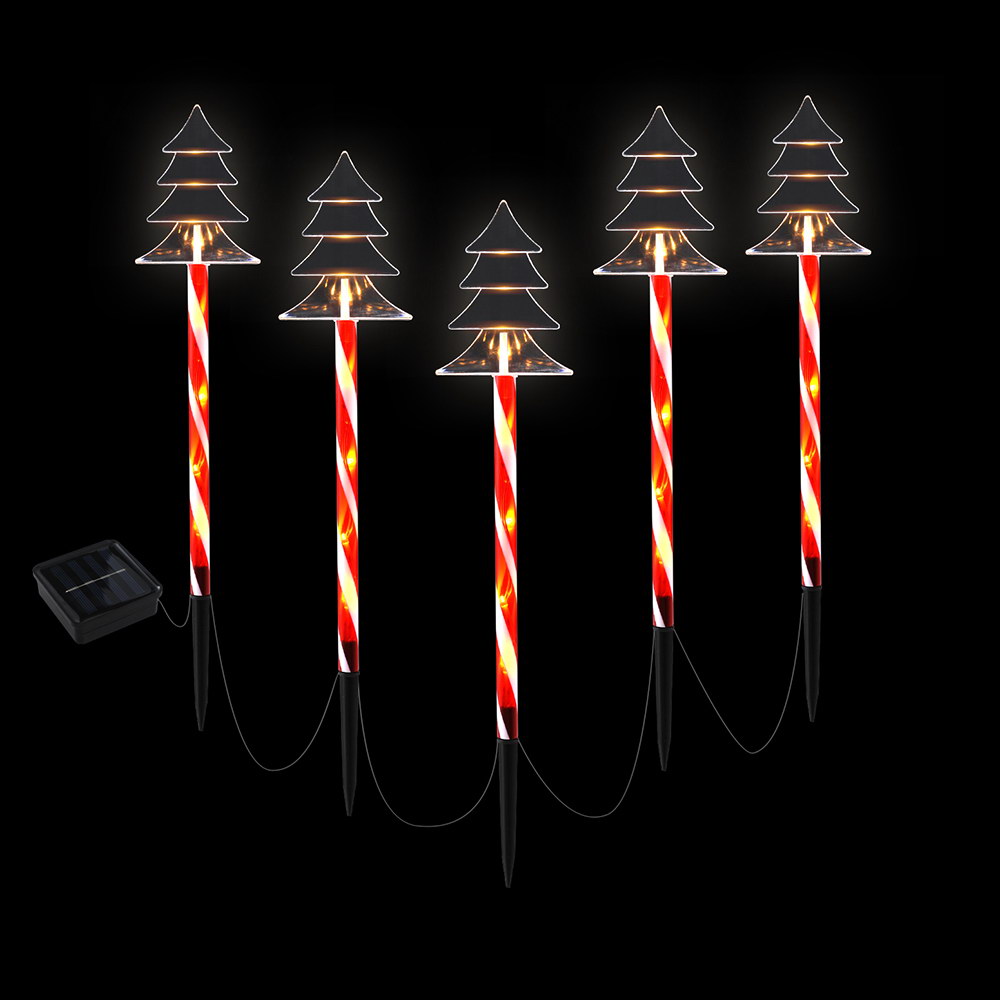 XMAS-PATH-TREE-RD-54CM-6PC-191726-00 25 LED 5 PCS Christmas Lights Path Ground Light Garden Decorations Jingle Jollys - Image 1