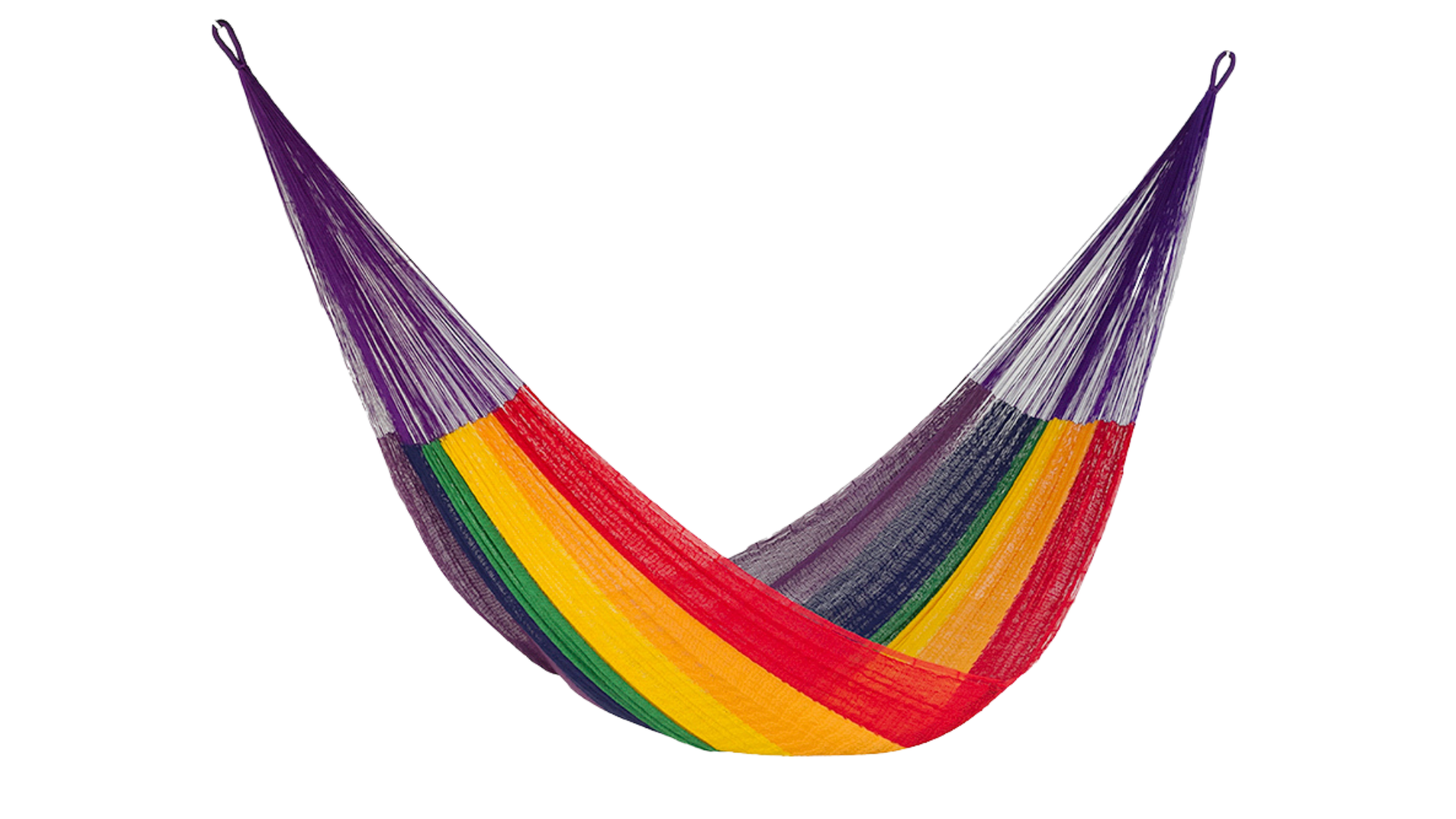cotton_rainbow_white_background__4 Mayan Legacy Single Size Cotton Mexican Hammock in Rainbow Colour - Image 1