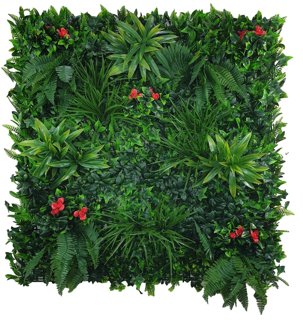 elegant_red_rose_panel_green_wall_clipped_rev_1_1_9 Elegant Red Rose Vertical Garden / Green Wall UV Resistant 100cm x 100cm - Image 1