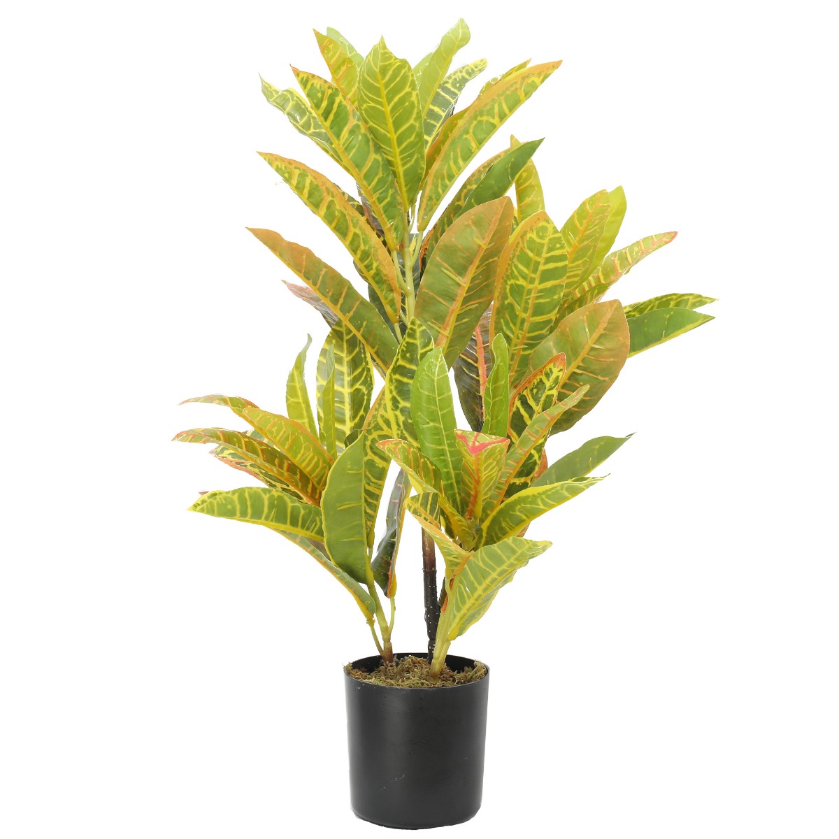 fc2a9516 Artificial Potted Flaming Zebra (Codiaeum variegatum / crotons) 55cm - Image 1