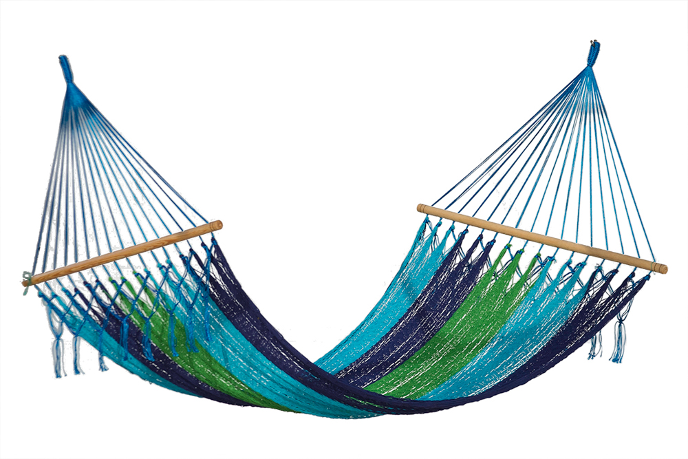 rnf_oceanica_1__7 Mayan Legacy Queen Size Outdoor Cotton Mexican Resort Hammock No Fringe in Oceanica Colour - Image 1